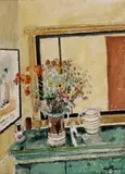 Enslin Du Plessis, Still Life with Flowers and a Jug, oil on canvasboard