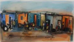 Godfrey Ndaba, Life in the Township, pastel