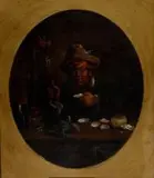 Frederick Timpson I'Ons, The Old Oyster Man at the Kowie, oil on card laid down on board