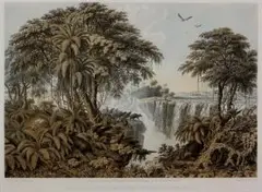 Thomas Baines, The Victoria Falls, Zambezi River, sketched on the spot, lithograph in colour