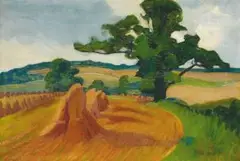 Bertha Everard, Cornfields, Kimpton, oil on canvas