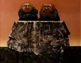 Karin Jaroszynska, Two Figures Wearing Ruffs, oil on canvas