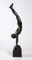Fanie Eloff, Athlete Balancing on his Hands, bronze with dark green patina