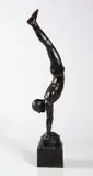 Fanie Eloff, Athlete Balancing on his Hands, bronze with dark green patina
