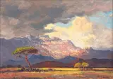 Rainclouds and Sunshine, South West Africa by Jacobus Hendrik Pierneef, oil on canvas, sold Mar 2009