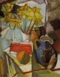 May Hillhouse, Still Life with Daffodils and a Blue Jug