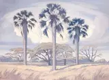 Palm Trees near Trichardsdal by Jacobus Hendrik Pierneef, oil on canvas laid down on board, sold Mar 2009