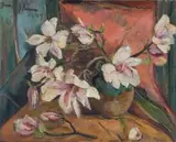 Irma Stern, Magnolias in an Earthenware Pot, oil on canvas