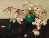 Frans Oerder, Magnolias, oil on canvas