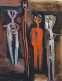 Cecil Skotnes, Four Figures, oil on canvas