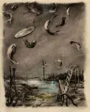 Reservoir with a Ladder by William Kentridge, charcoal and pastel, sold Mar 2009
