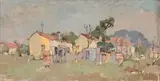 Cottages with Table Mountain in the Background, Landsdowne, Cape by Gregoire Boonzaier, oil on canvas laid down on board, sold Mar 2009