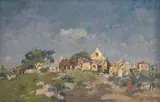Strandhuisies, Struisbaai by Gregoire Boonzaier, oil on canvas, sold Mar 2009
