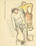 Irma Stern, Two Women Carrying Pots, Koki-pen and crayon
