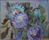 Alice Tennant, Proteas, oil on canvasboard