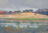 An Extensive River Landscape by Jacobus Hendrik Pierneef, oil on board, sold Sep 2009