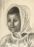 Maggie Laubser, A Portrait of a Woman wearing a Head Scarf