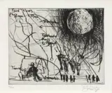 William Kentridge, Thinking Aloud, Small Thoughts: Falcon and Dove, Wild Beast, Light to Lens, Papageno, The Orbit, The Moon, Sarastro School of Athens, Cockney Rhyming Slang and Stage Set with Serpent, A Suite of 9 drypoints from 1 copper plate, on Hahnemuhle warm white paper