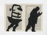 William Kentridge, Reading Chambers's Encyclopaedia, 2002, chine collé of torn black Canson paper pieces on spreads from Chambers's Encyclopaedia on BFK Rives 250gsm paper