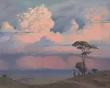 Sunset, North East Transvaal by Willem Hermanus Coetzer, oil on canvas laid down on board, sold Sep 2009