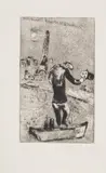 Marc Chagall, Ouvert la Nuit - Seine und Eiffelturm, Kaltnadelradierung auf China