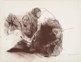 Alfred Hrdlicka, Bauernkrieg, Farbkreide auf Hahnemühle (Wasserzeichen)