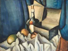 Leo Gestel, Stillleben mit Flasche, Aquarell auf MADE IN ENGLAND LINEN FIBRE 1916 UNBLEACHED ARNOLD (Wasserzeichen)