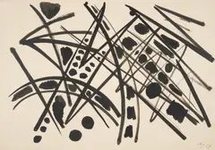 Rhythmen by Ernst Wilhelm Nay, Tuschpinselzeichnung auf Velin, sold Nov 2015