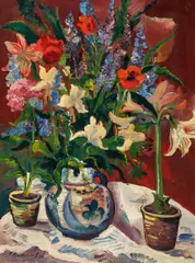 Blumenstillleben by Franz Heckendorf, Öl auf Holz, sold Nov 2015