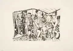 Hinter den Kulissen by Max Beckmann, Kaltnadelradierung auf Japan, sold Nov 2015
