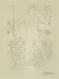 Pablo Picasso, "Marie Thérèse, Sculpteur au travail et sculpture représentant un athlète grec", Radierung auf Velin