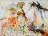 Bernard Schultze, "Die Akribie der Luftwelt", Öl und Pastellkreide auf Leinwand