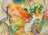 Bernard Schultze, "grässlicher Schrei", Öl auf Leinwand