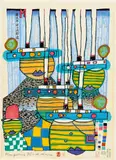 Pacific steamer by Friedensreich Hundertwasser, Japanischer Farbholzschnitt auf Japan, sold Jun 2016