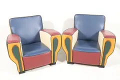 Peter van Zoetendaal, HipHop, twee postmoderne met leder beklede Lounge chairs