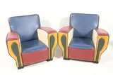 Peter van Zoetendaal, HipHop, twee postmoderne met leder beklede Lounge chairs