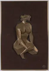 Giovanni Schoeman, Female Nude Figure, Bronzed metal on linen support