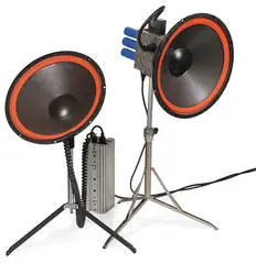 Alan Rath, Bumper IV and Bumper V -, Electronic speakers and amplifier on stands