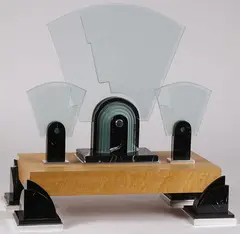 David Rible, Set for a Post Modern (Decoman), Sand-blasted plated glass with wood base