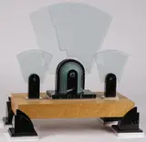 David Rible, Set for a Post Modern (Decoman), Sand-blasted plated glass with wood base