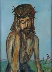 Wlastimil Hofman, Our Man of Sorrows, Oil on masonite