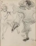 Isaac Israëls, Dancing Pierrot and Musical Faun, Charcoal on paper