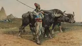 Giuseppe Raggio, A Buffalo Herder, Watercolor on paper