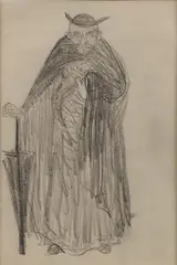 Robert Henri, A Prelate with Umbrella, Pencil on paper
