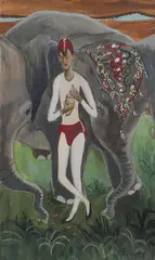 Circus Juggler by Dorothy Young Graham, Gouache on illustration board, sold Sep 2020