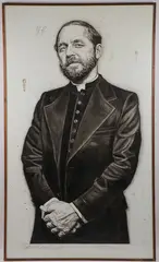 Ralph N. Woehrman, Portrait of Monsignor Michael R. Dylag (1938-2018), India ink and brush