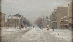 Ivan Pokhitonov, Rue Port-Neuve in Snow, Oil on wood panel