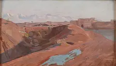 Adam Styka, Marrakech with Distant View of Atlas Mountains, Oil on board