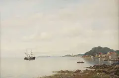 A Harbor Scene by Oscar Kleineh, Oil on canvas, sold Jun 2020