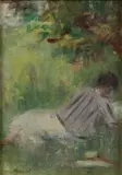 Edouard Monet, Reclining Woman in Sunlit Landscape, Oil on canvas